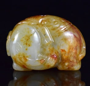 Chinese Jade Carved Elephant Figure, 19th C.
