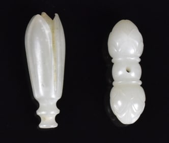 2 Chinese White Jade Carved Pendants,19th C.