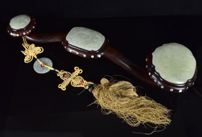 Chinese Jade Carved Ruyi Scepter, Qing Dynasty
