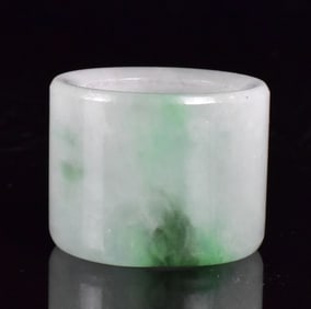 Chinese Jadeite Carved Archer Ring, Qing Dynasty