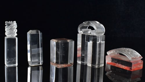 Group of 5 Rock Crystal Seal Stamp, Qing Dynasty
