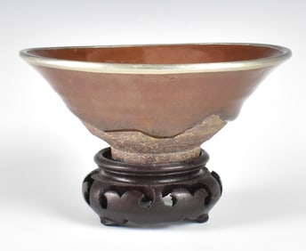 Chinese Jian Ware Persimmon Conical Bowl, Song D.