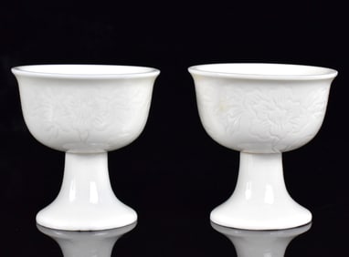 Pair of Chinese Blanc De Chine Stem Cup,ROC Period