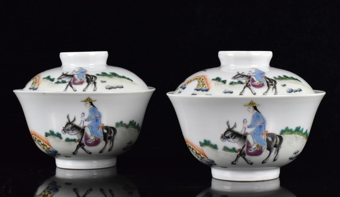 Pair Chinese Famille Rose Covered Bowl, Daoguang P (1 of 19)