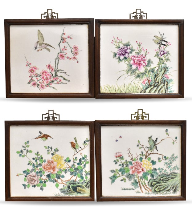 Set of 4 Chinese Famille Rose Plaque, ROC Period (1 of 17)