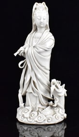 Chinese Blanc De Chine Guanyin Figure, 19th C.