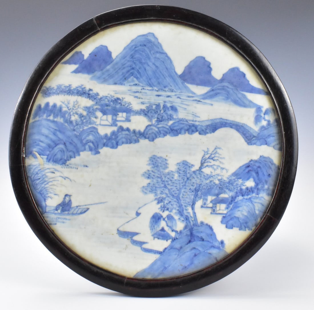 Chinese Blue & White Landscape Plauqe, Daoguang Pe (1 of 7)