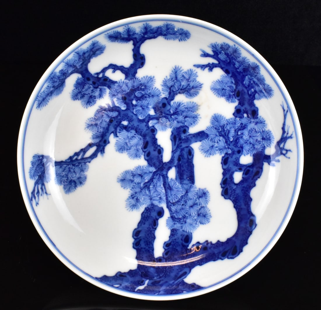 Chinese Blue & White Pine Tree Dish,Guangxu Period (1 of 13)