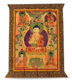 Tibetan Embroidery Tangka of Buddhist,Qing Dynasty