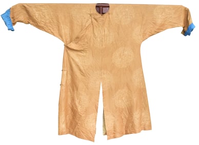 Chinese Yellow Embroidery Dragon Robe, 19th C.