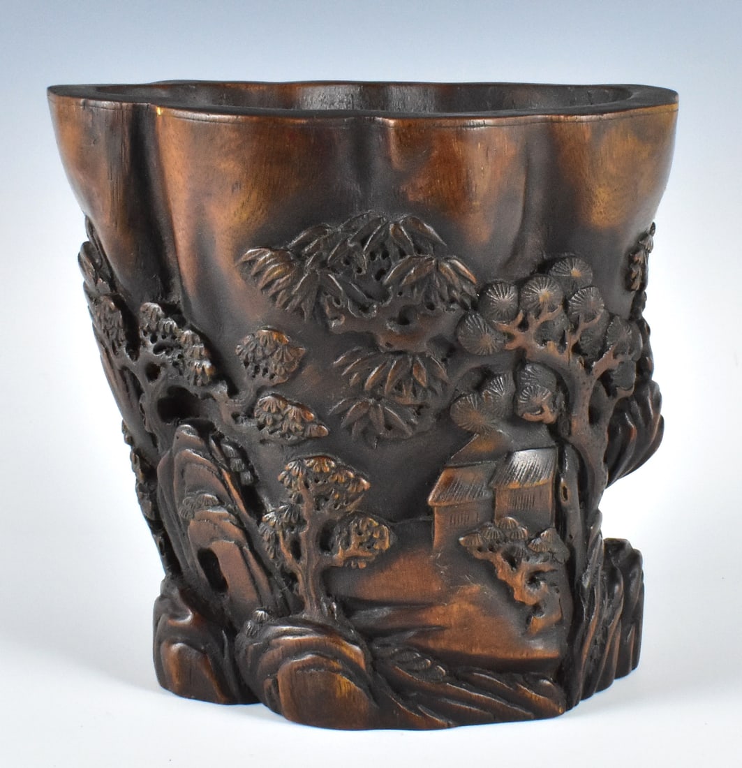 Chinese Chenxiang Wood Carved Brushpot, Qing D. (1 of 14)