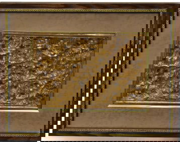 Chinese Gilt Lacquered Wooden Plaque w/ Luohan