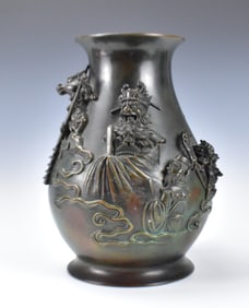 Japanese Bronze Cast Oni Vase, Edo Period