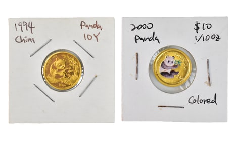 1994 & 2000 China 10 Dollar Panda Gold Coin