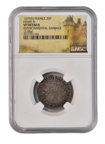 1579 France 2SP Henri III Silver Coin VF Details