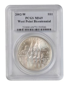2002 West Point Bicentennial 1 Dollar Silver Coin