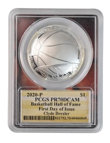 2020 1 Dollar Clyde Drexler Silver Coin (Signed)