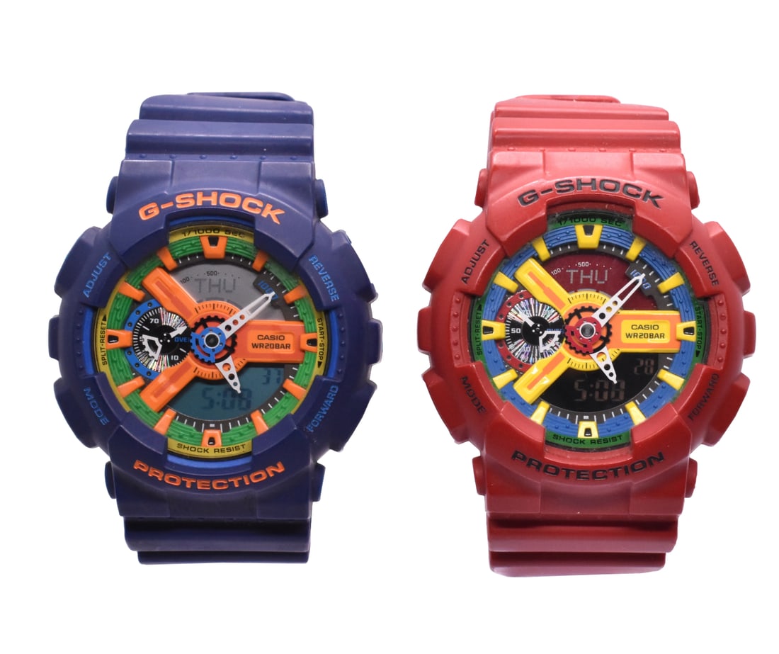 Two G-Shock Casio Watches: Red and Purple (1 of 7)