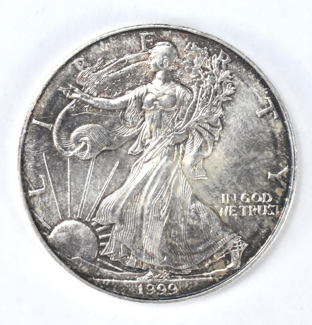 1999 US Liberty 1 oz Fine Silver Dollar Coin (1 of 2)