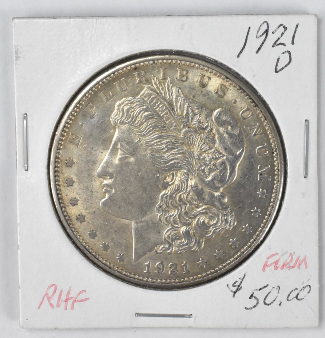 1921-O US Dollar Silver Coin, RHF (1 of 2)