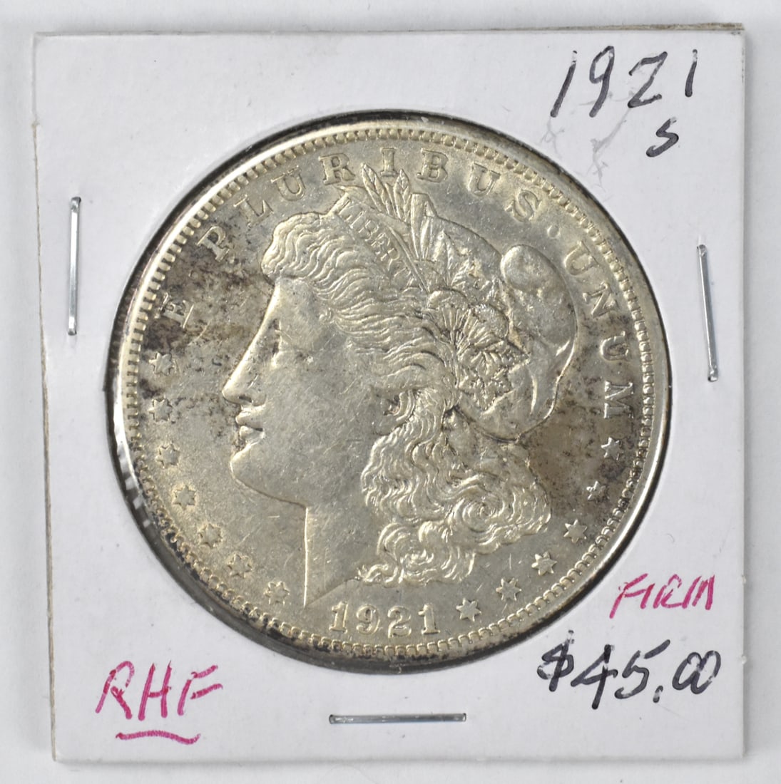 1921-S US Dollar Silver Coin, RHF (1 of 2)