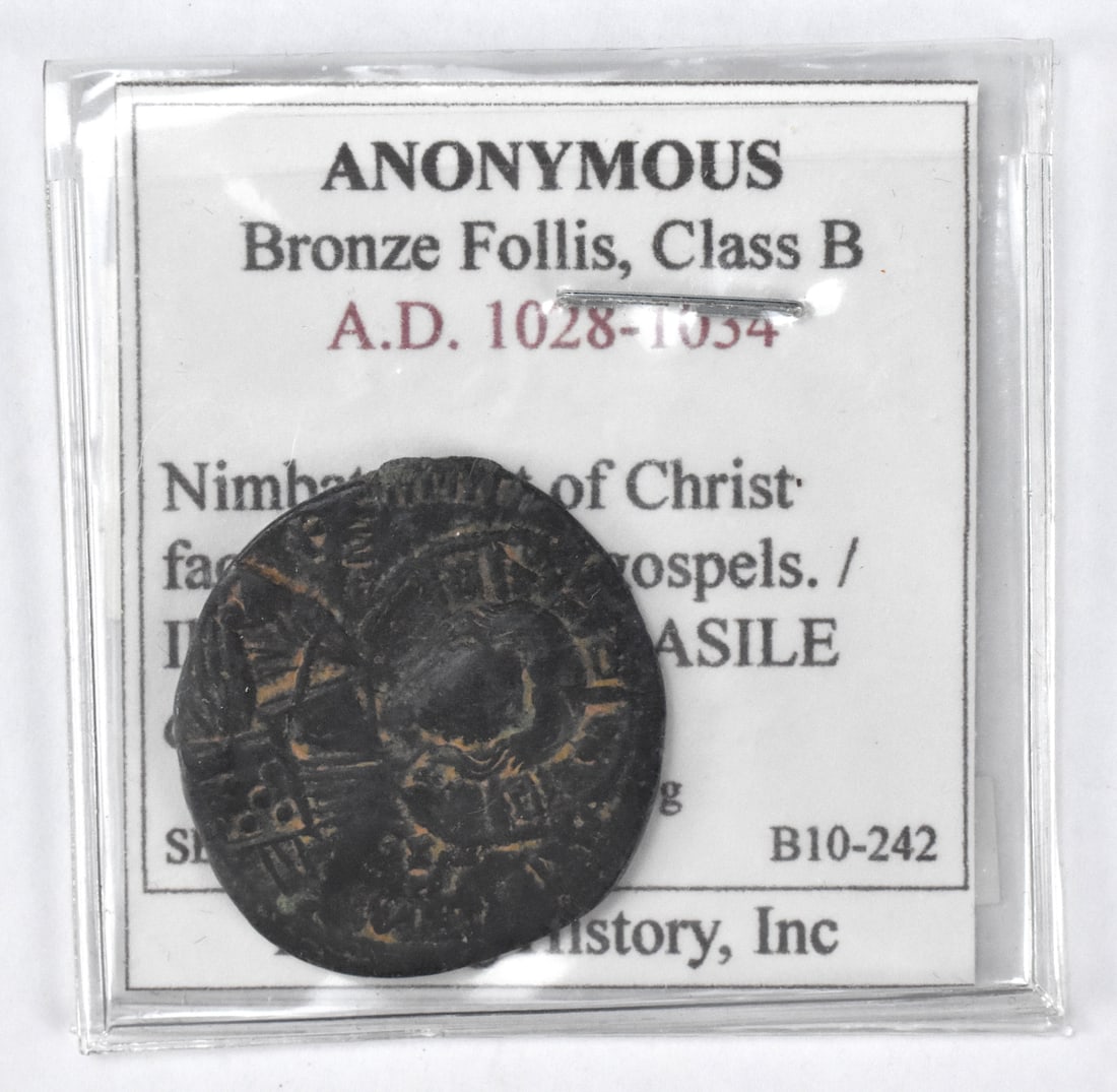 A.D.1028-1034 Bronze Follis, Class B Coin (1 of 4)