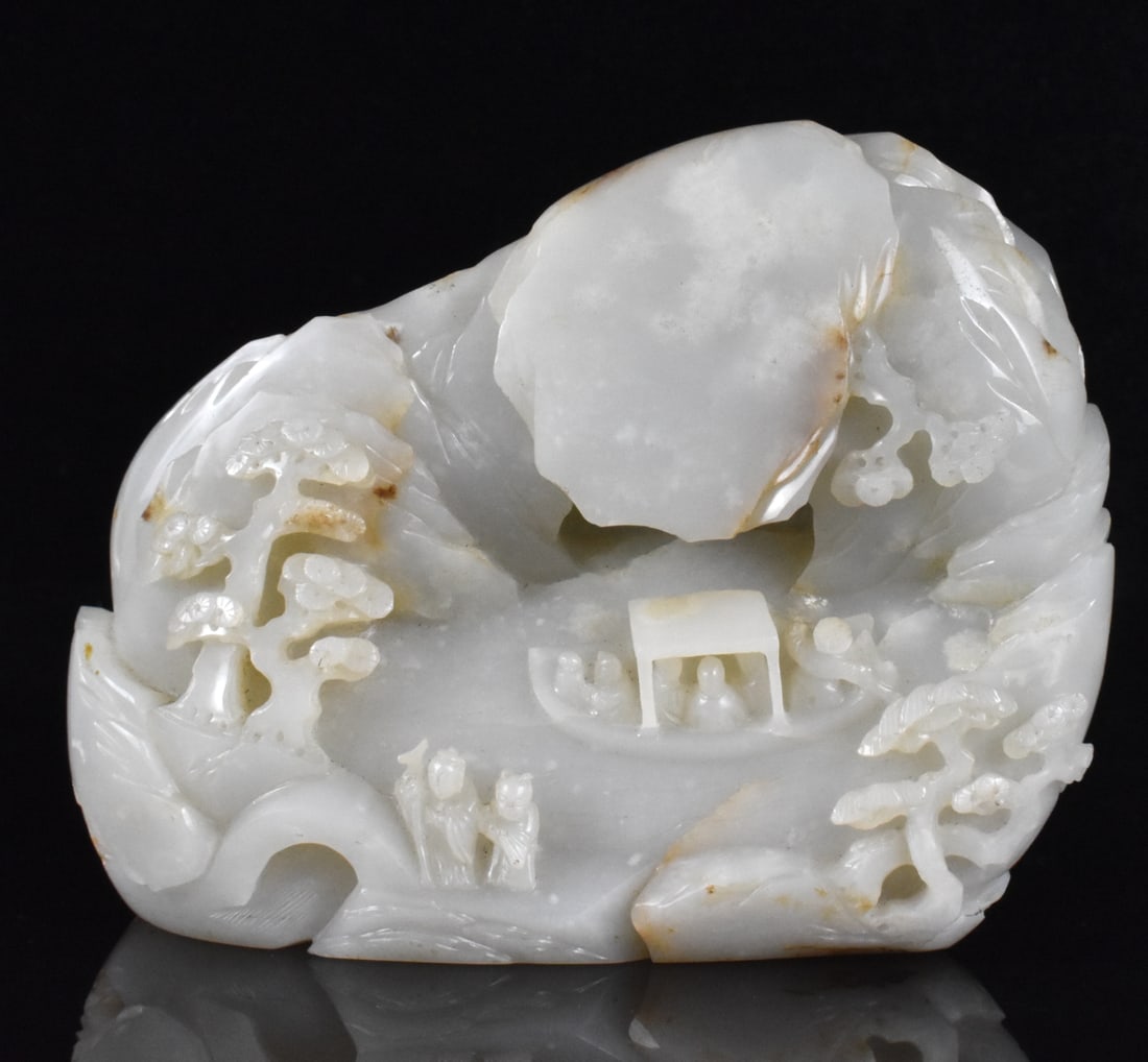 Chinese Jade Carved Boulder on Stand, Qing Dynasty (1 of 15)