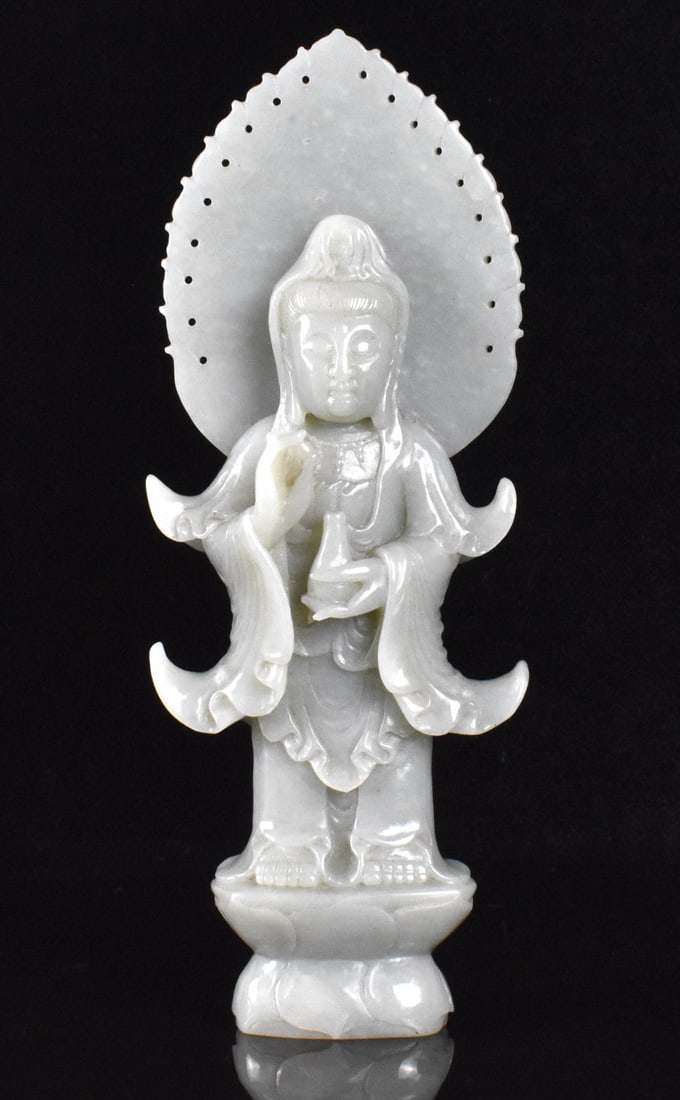 Chinese Jade Carved Guanyin Figure, 20th C. (1 of 11)