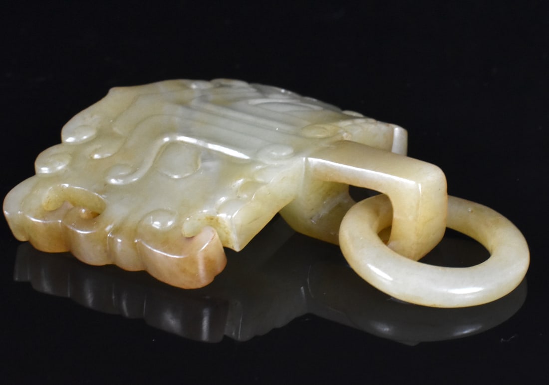 Chinese Archaic Jade Carved Belt Buckle w/ Ring (1 of 8)