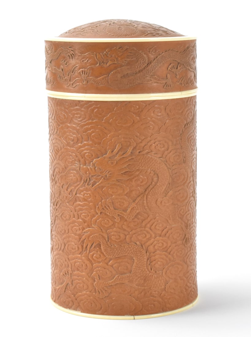 Chinese Gourd Carved Covered Box w/ Dragon, Qing D (1 of 15)