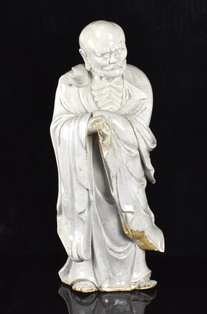 Large Chinese White Glazed Damo Figure,17th C. (1 of 15)