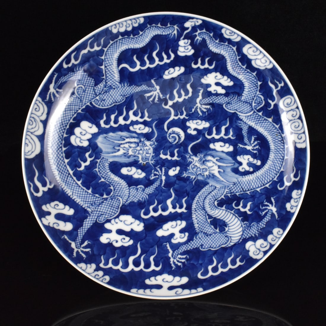 Chinese Blue & White Dragon Dish, Guangxu Period (1 of 10)