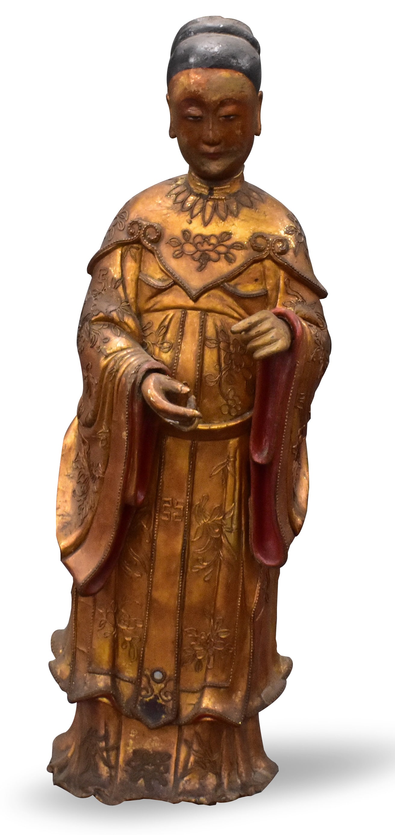 Large Chinese Gilt Lacquered Deity Figurine,19th C (1 of 17)
