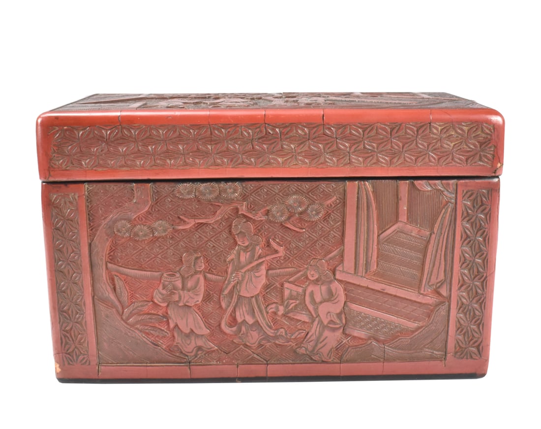 Chinese Red Cinnabar Carved Lacquer Box, 19th C. (1 of 12)