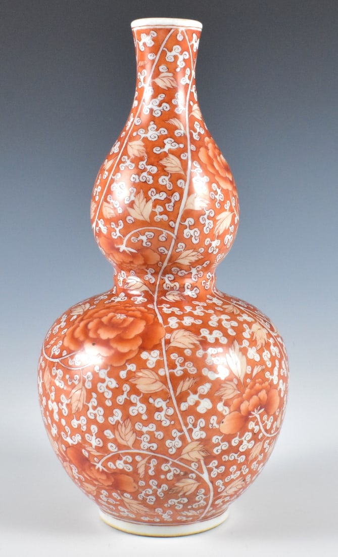 Chinese Iron Red Double Gourd Vase, 19th C. (1 of 13)