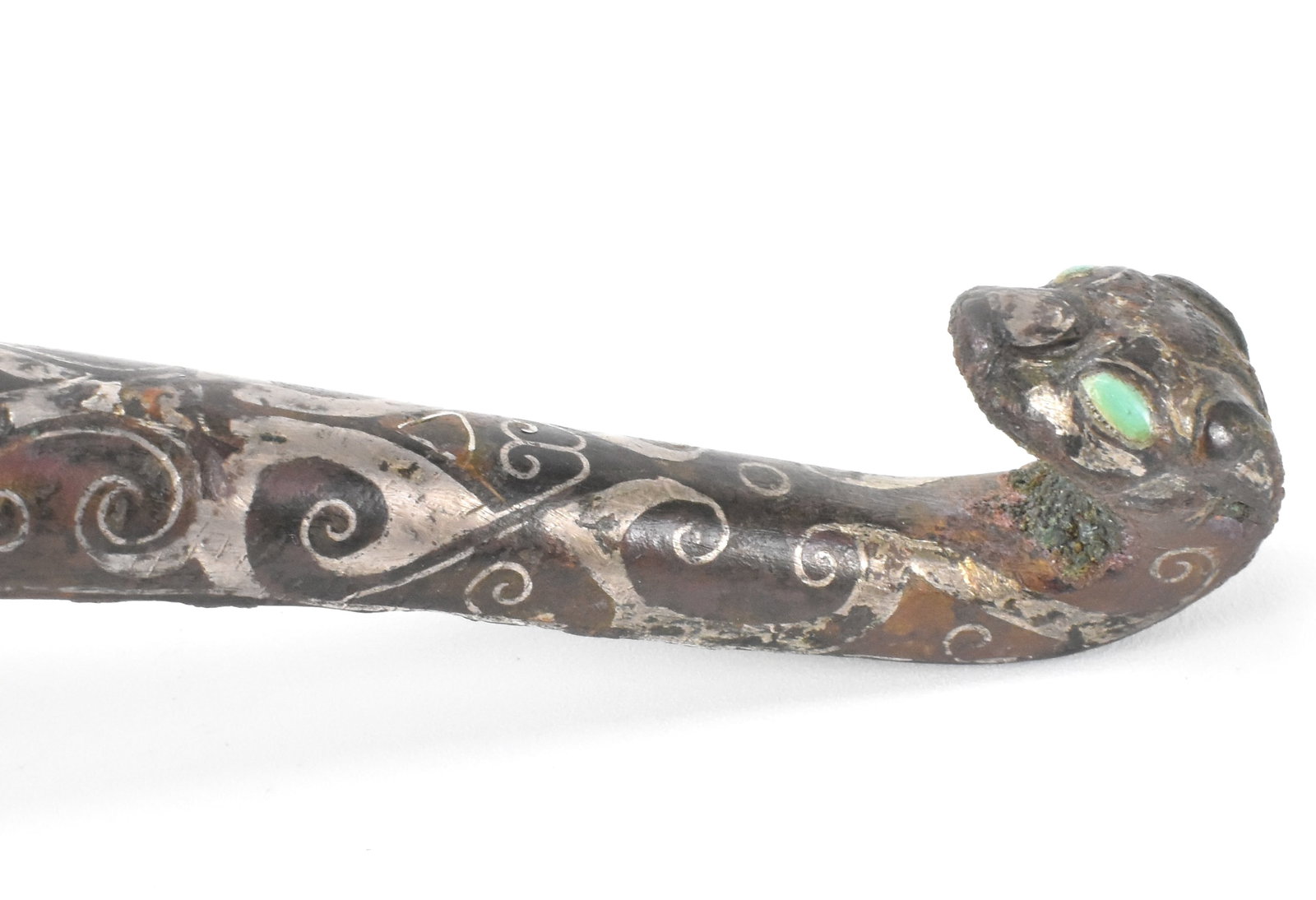 Bronze Dragon Hook w/ Silver Inlaid,Warring State - 3