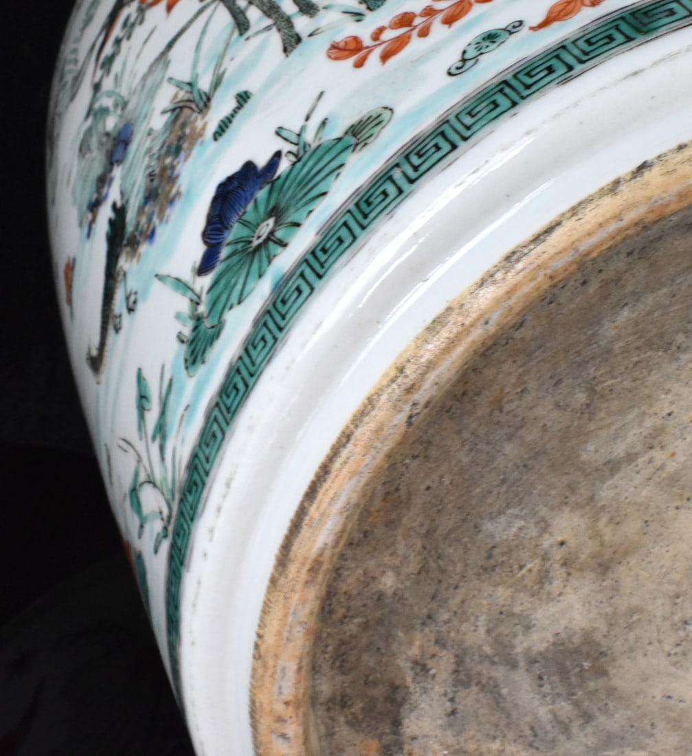 Large Chinese Famille Verte Lotus Planter, 19th C. - 16