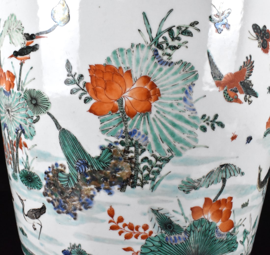 Large Chinese Famille Verte Lotus Planter, 19th C. - 7