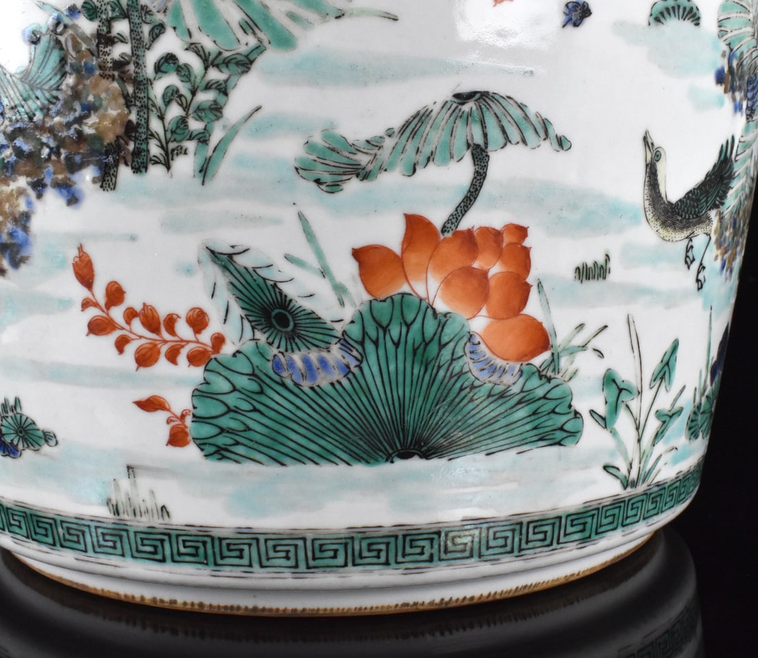 Large Chinese Famille Verte Lotus Planter, 19th C. - 8