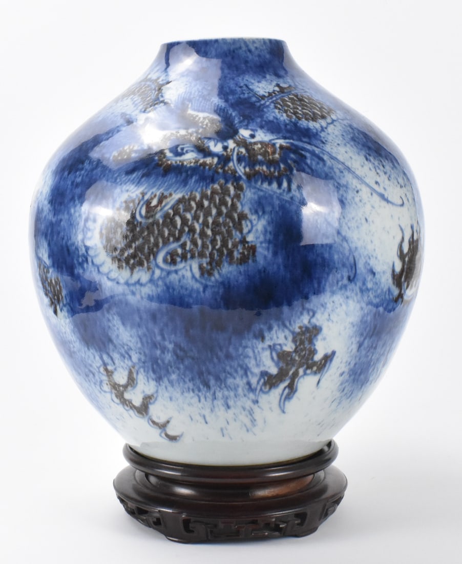 Chinese Blue & Copper Red Dragon Vase, 19th C. (1 of 14)