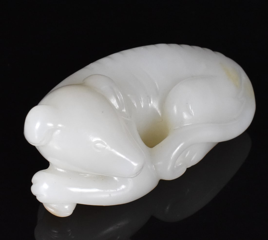 Chinese White Jade Carved Dog (1 of 11)