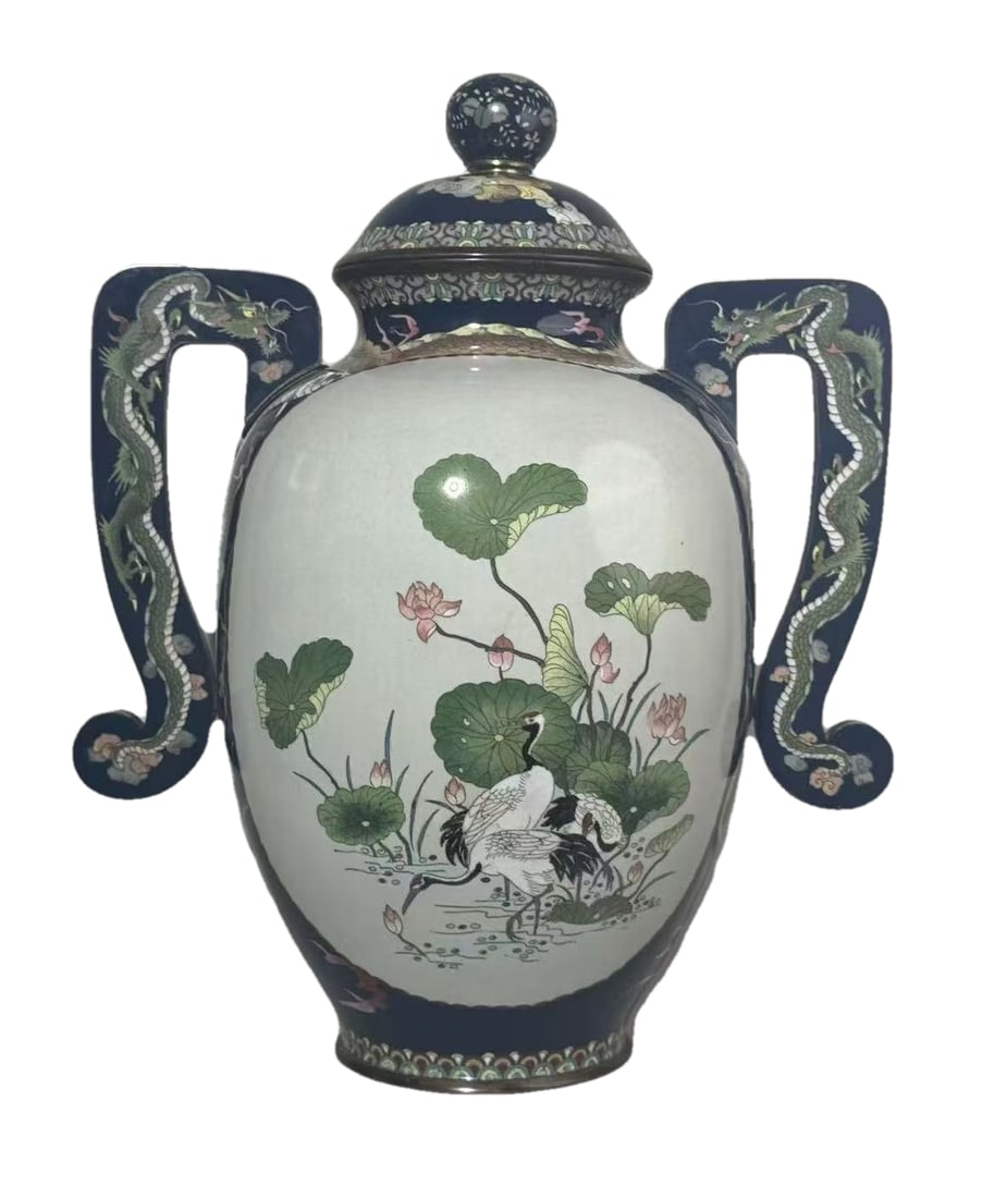 Large Japanese Cloisonne Covered Vase,Meiji Period (1 of 13)