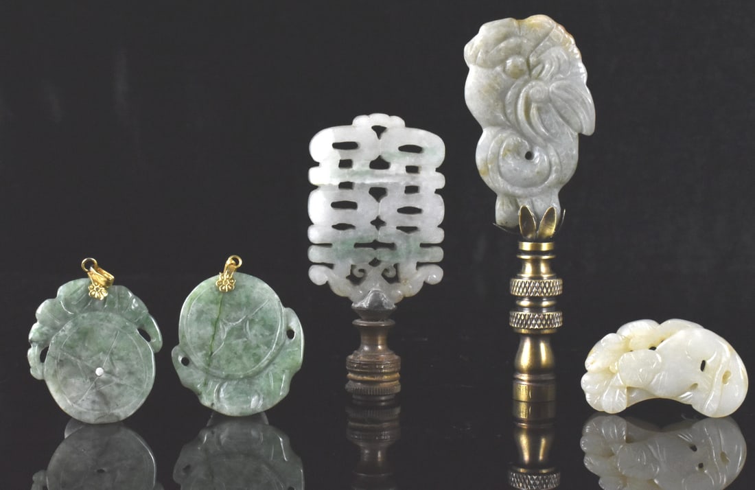 5 Chinese Jade&Jadeite Carved Plaque & Toggle,Qing (1 of 11)