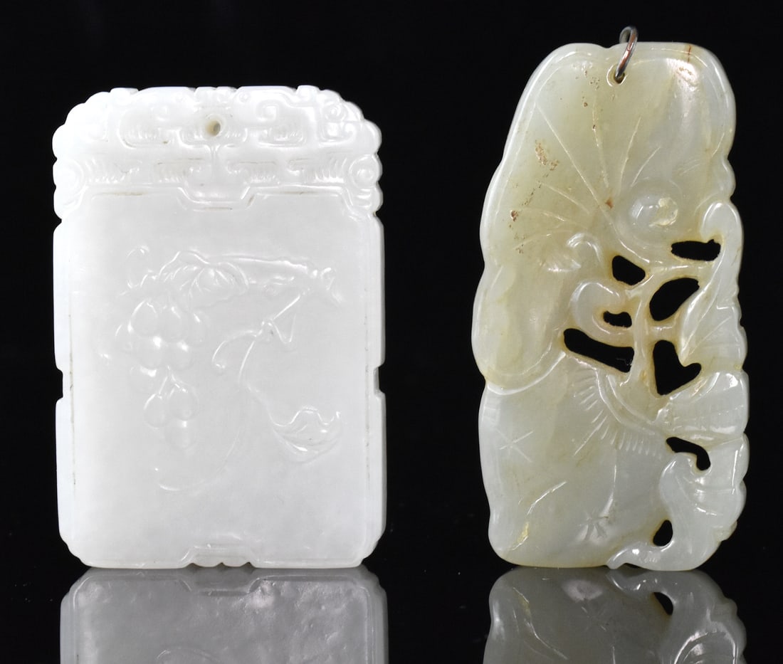 2 Chinese White Jade Carved Plaques,Qing Dynasty (1 of 15)