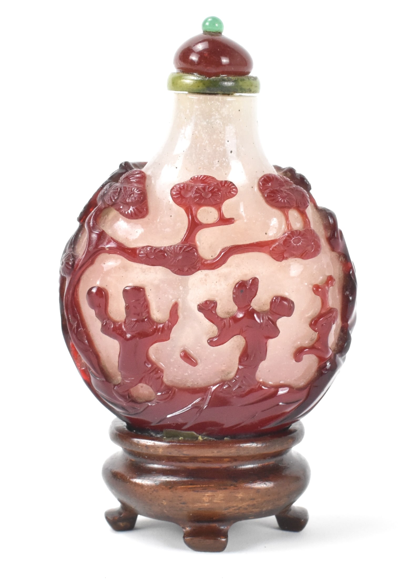 Chinese Peking Glass Carved Snuff Bottle, 19th C. (1 of 10)