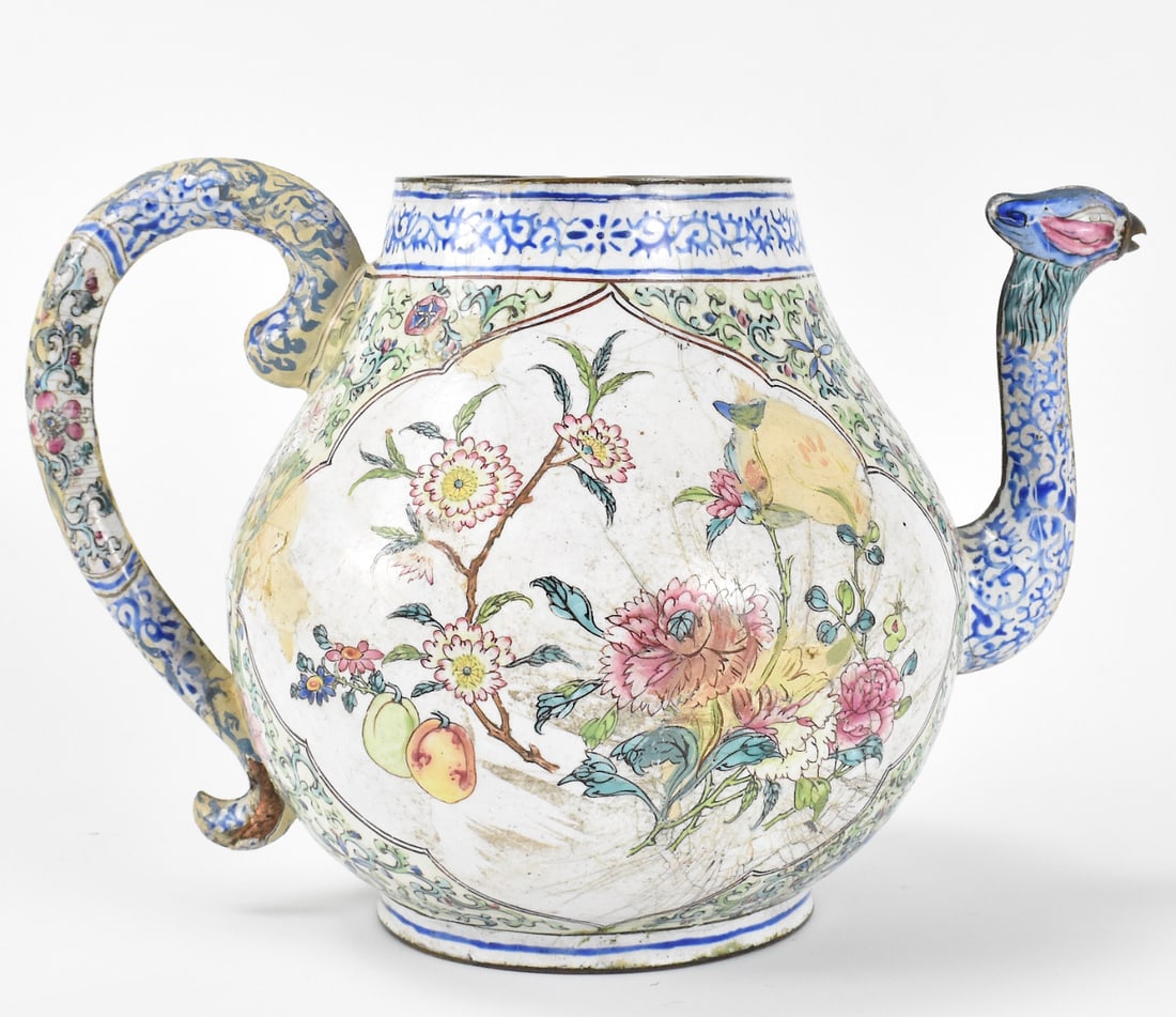 Chinese Canton Enameled Teapot w/ Flower,18th C. (1 of 13)