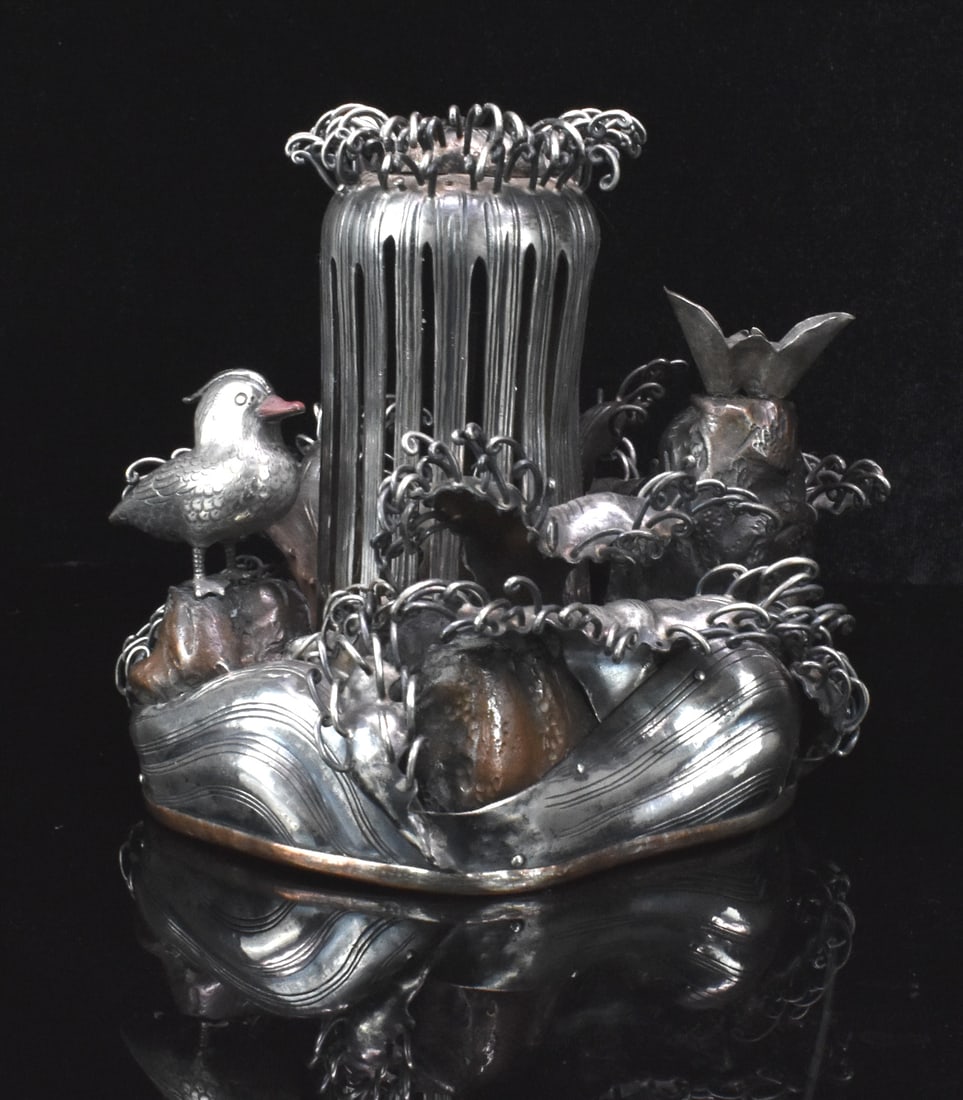 Japanese Silver Cast Incense Burner, Meiji Period (1 of 9)