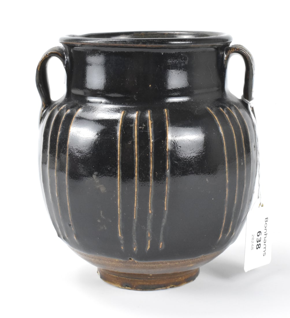 Chinese Black Glazed Ribbed Jar, Song-Jin Dynasty (1 of 15)