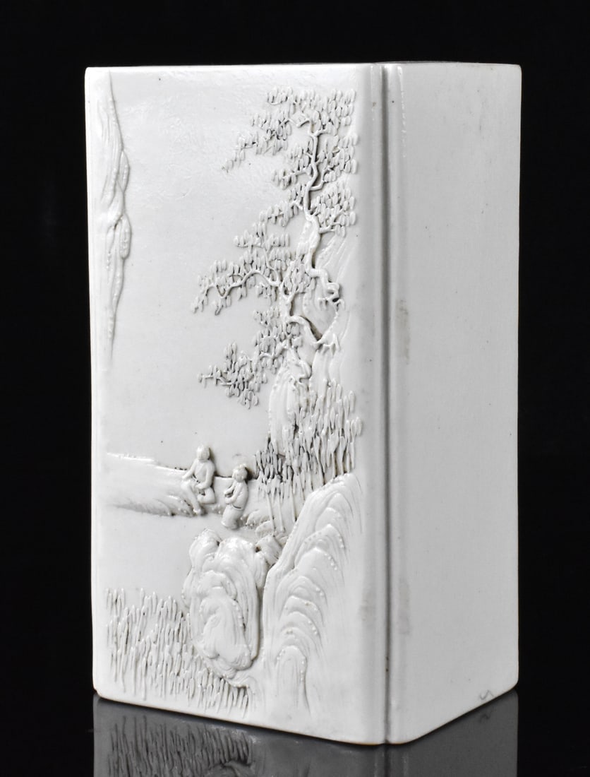 Chinese Square Biscuit Porcelain Brushpot, ROC Pe. (1 of 14)
