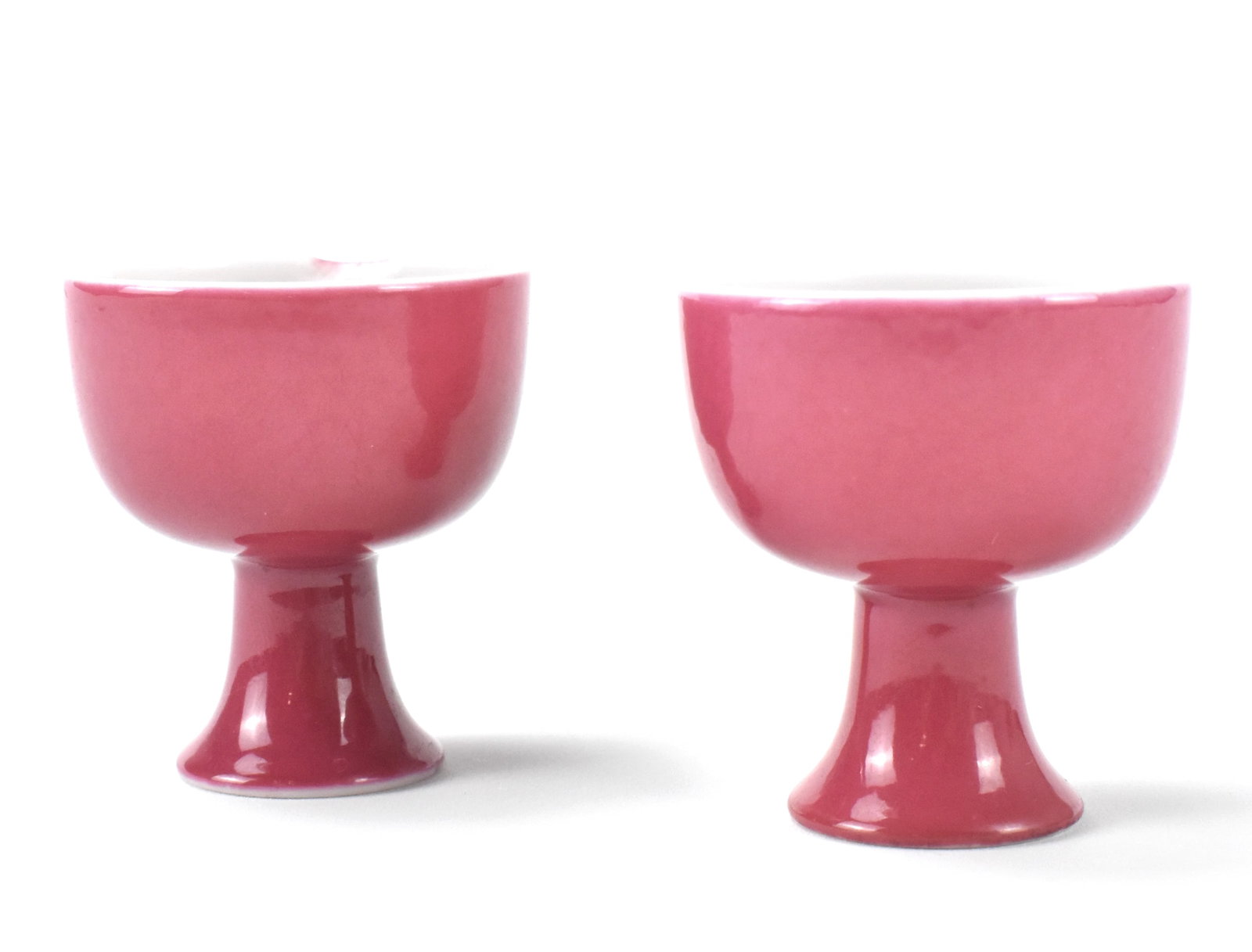 Pair Miniature Chinese Ruby Enamel Stem Cups,ROC P (1 of 9)